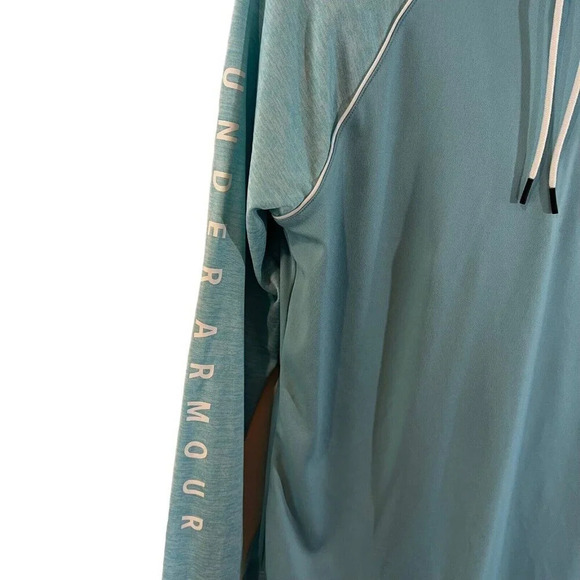 Under Armour Turquoise Hoodie Medium Sleeve Logo Drawstrings Athletic Gym Top - Picture 5 of 8